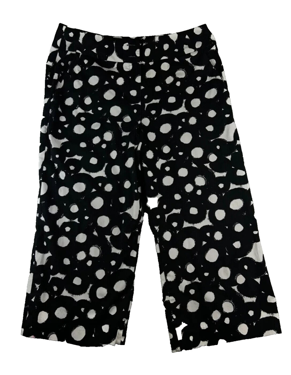 Womens Cropped Capri Pants Sandro Sportswear Size 12 Black & White Pattern Comfy